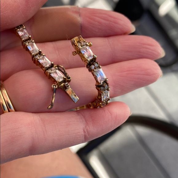 Gold Color over Sterling Tennis Style Bracelet - Picture 13 of 17